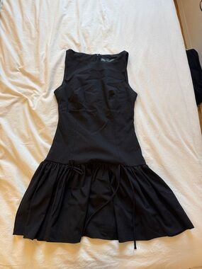 Zara Black Sleeveless Ruffled-Hem Mini Dress